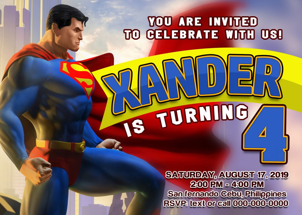 Superman Birthday invitation, Superman celebration, Printable Design