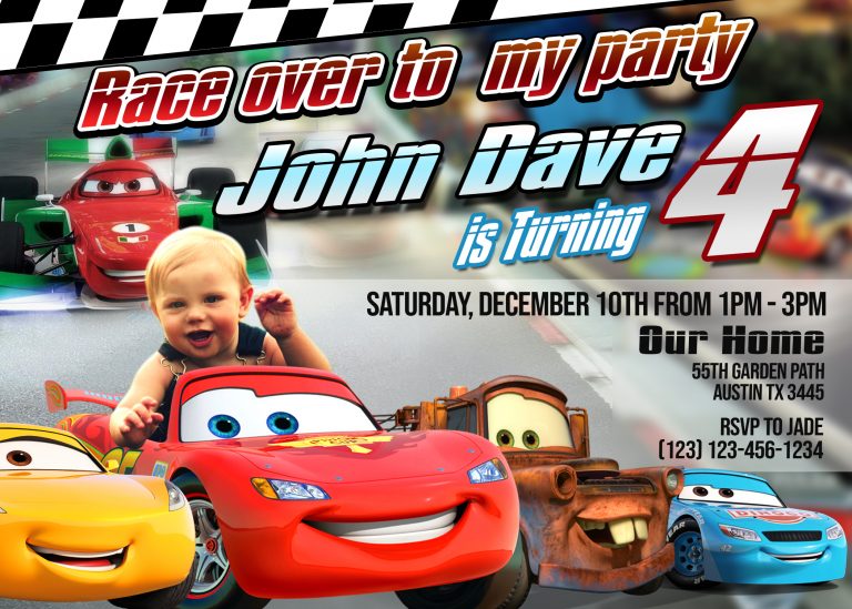 Cars Birthday Invitation Card, lightning mcqueen - Jamakodesigns