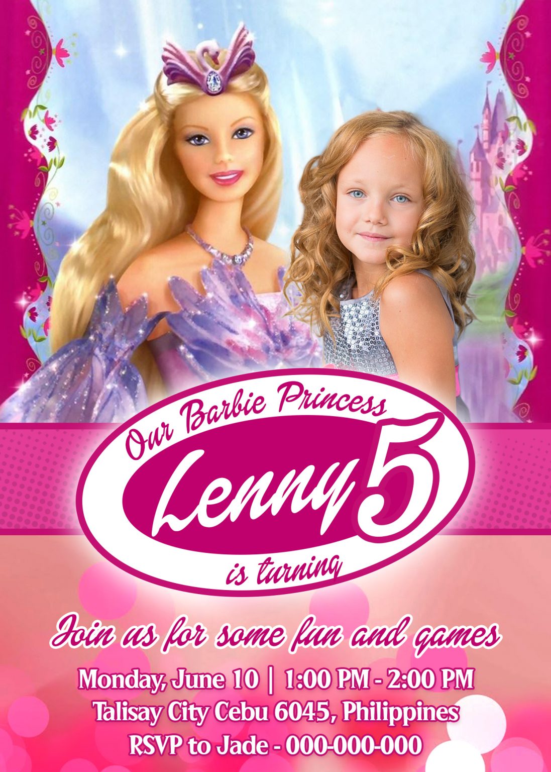 Barbie Birthday Invitation Card - Jamakodesigns
