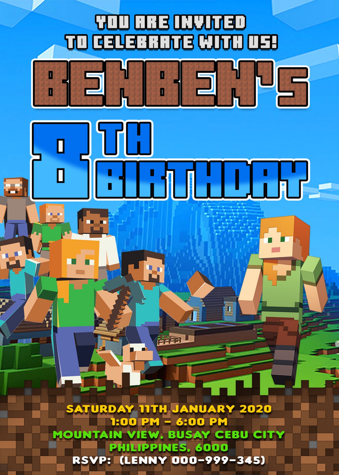 Minecraft Birthday Invitation Template