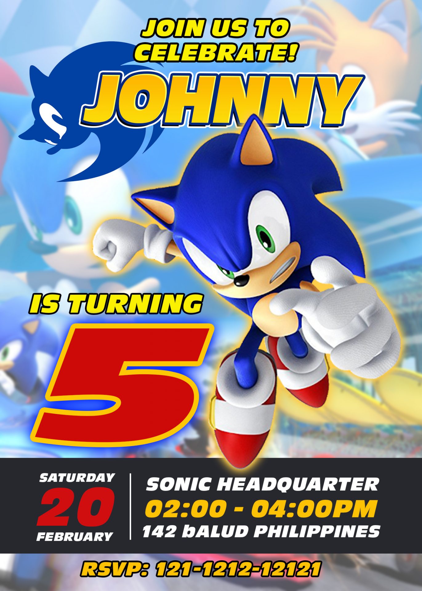 Sonic The Hedgehog Birthday Party Invitation 4 X 6 Or 5 X 7 Printable Jamakodesigns Jamakodesigns - sonic minion roblox