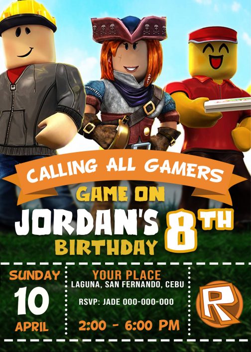 Roblox Birthday Party Invitation 1581 - Jamakodesigns