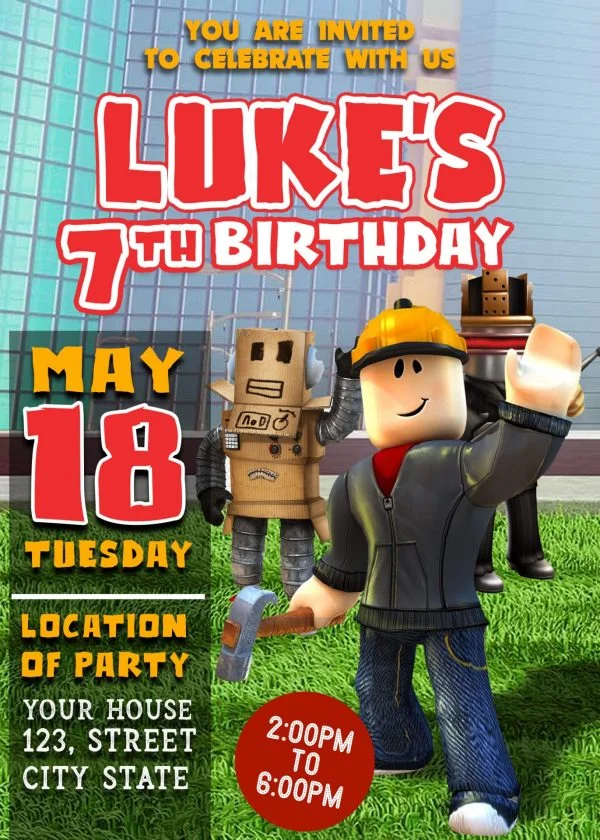 Roblox Birthday Invitation for Girls with Photo – Easy Inviting
