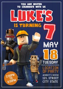 ROBLOX Birthday Party Invitation 4 x 6 or 5 x 7 Printable 1365 ...