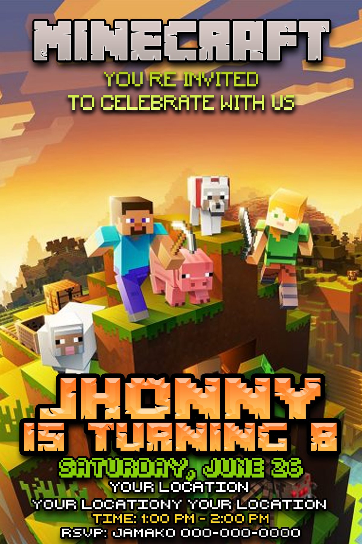 Minecraft Birthday Invitations