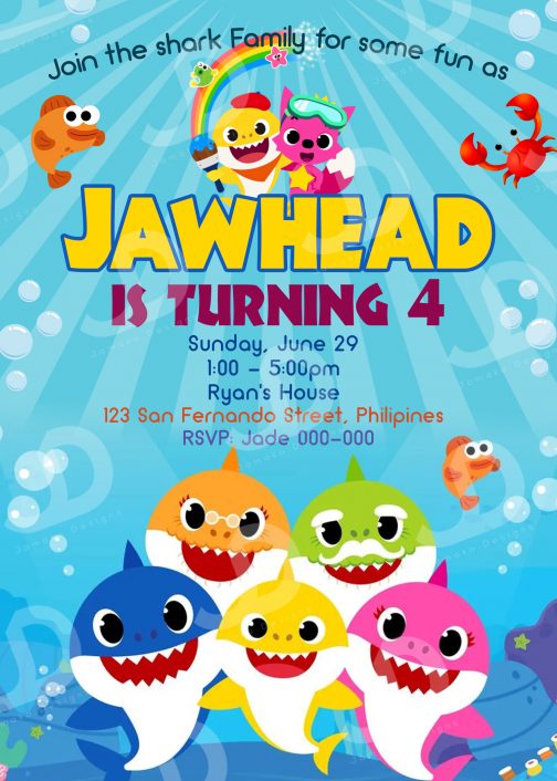 Pinkfong Baby Shark Birthday Invitation | Printable 4 x 6 or 5 x 7 ...