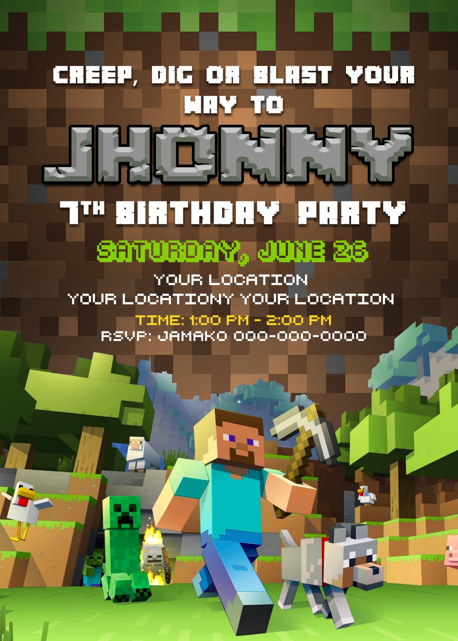 Printable Minecraft Birthday Invitations - Printable World Holiday