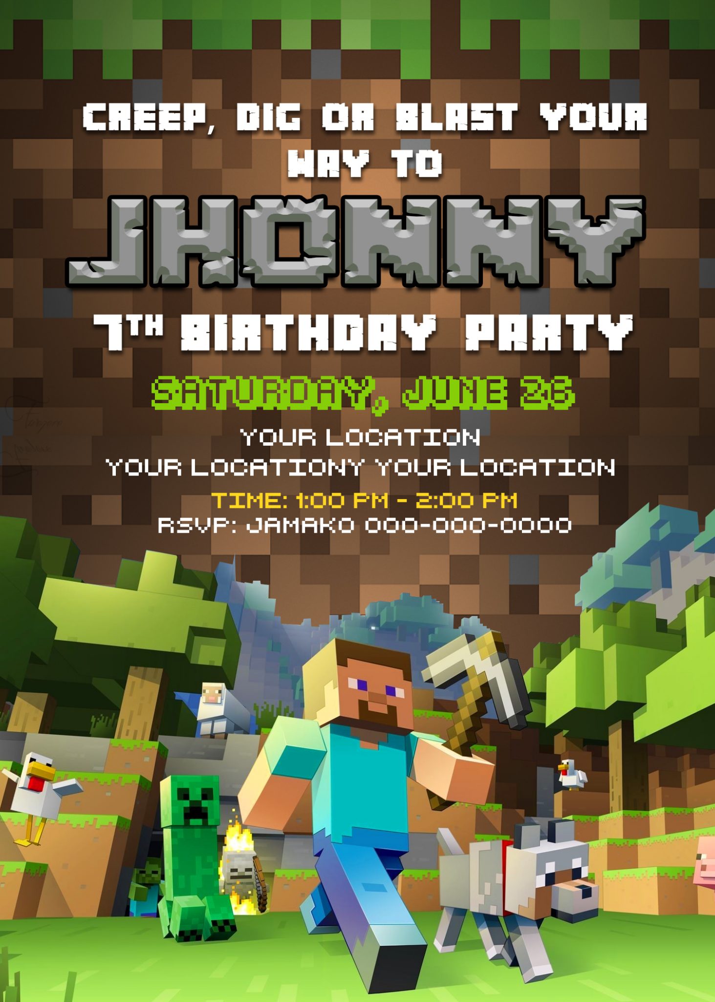 Minecraft Birthday Invitations Printable