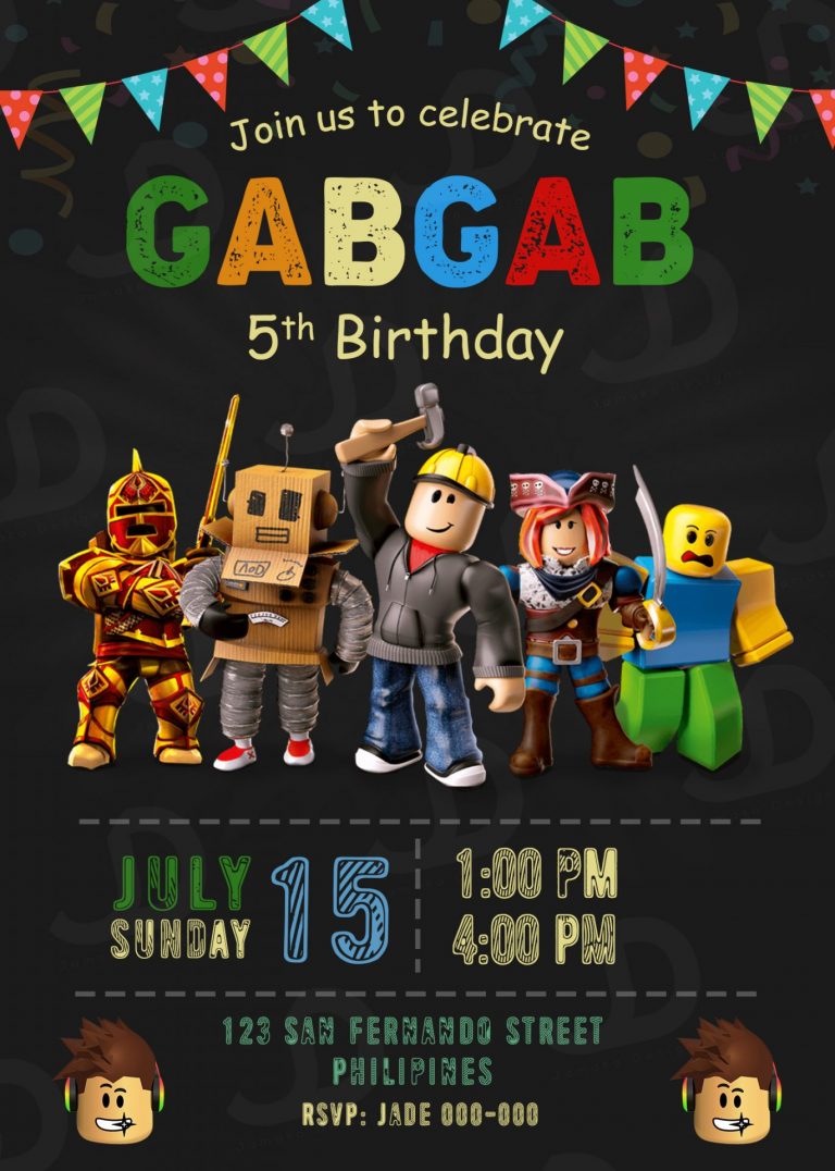 Roblox Game Birthday Party Invitation Printable 5 x 7 or 4 x 6 FREE ...