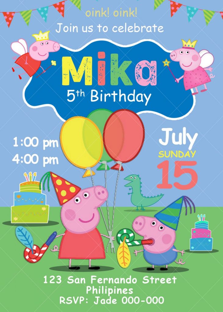 Peppa pig birthday deals invitations