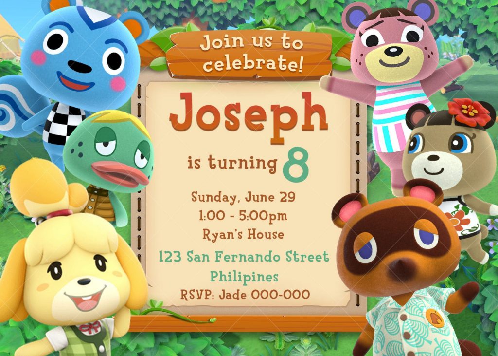 Animal Crossing New Horizons Birthday Invitation Printable 4 x 6 or 5 x