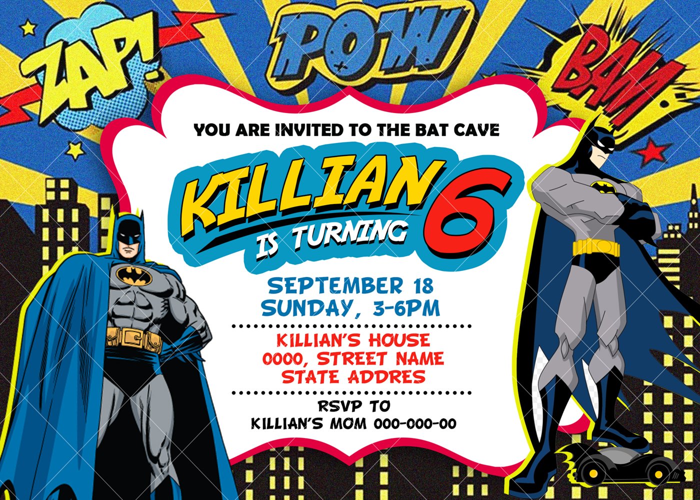 Batman Birthday Invitation Card Template Printable Templates Free