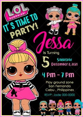 LOL Surprise Dolls Birthday Party Invitation 3 - Jamakodesigns