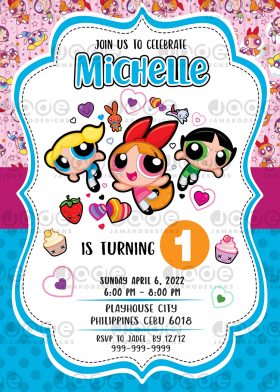 Digital Powerpuff Girls Birthday invitation - Jamakodesigns