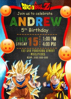 Dragon Ball Z Digital Birthday Invitation printable - Jamakodesigns