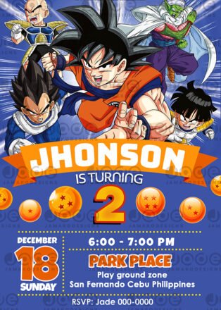 Dragon Ball Z Digital Birthday Invitation printable - Jamakodesigns