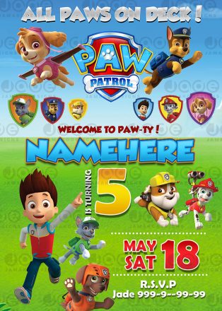 Paw Patrol Digital Birthday Invitation design - Jamakodesigns