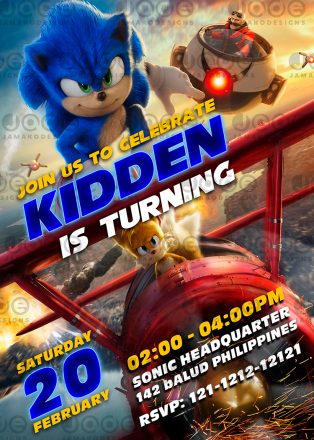 Sonic the Hedgehog 2 Birthday Invitation - Jamakodesigns