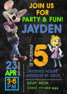 Chuck E Cheese´s Birthday Party Invitation - Jamakodesigns