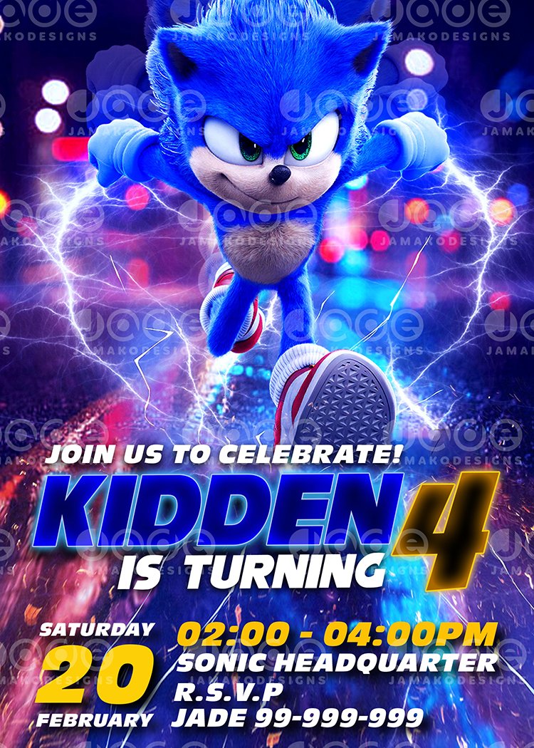 Sonic Birthday Invitation Video Games Birthday Card Digital