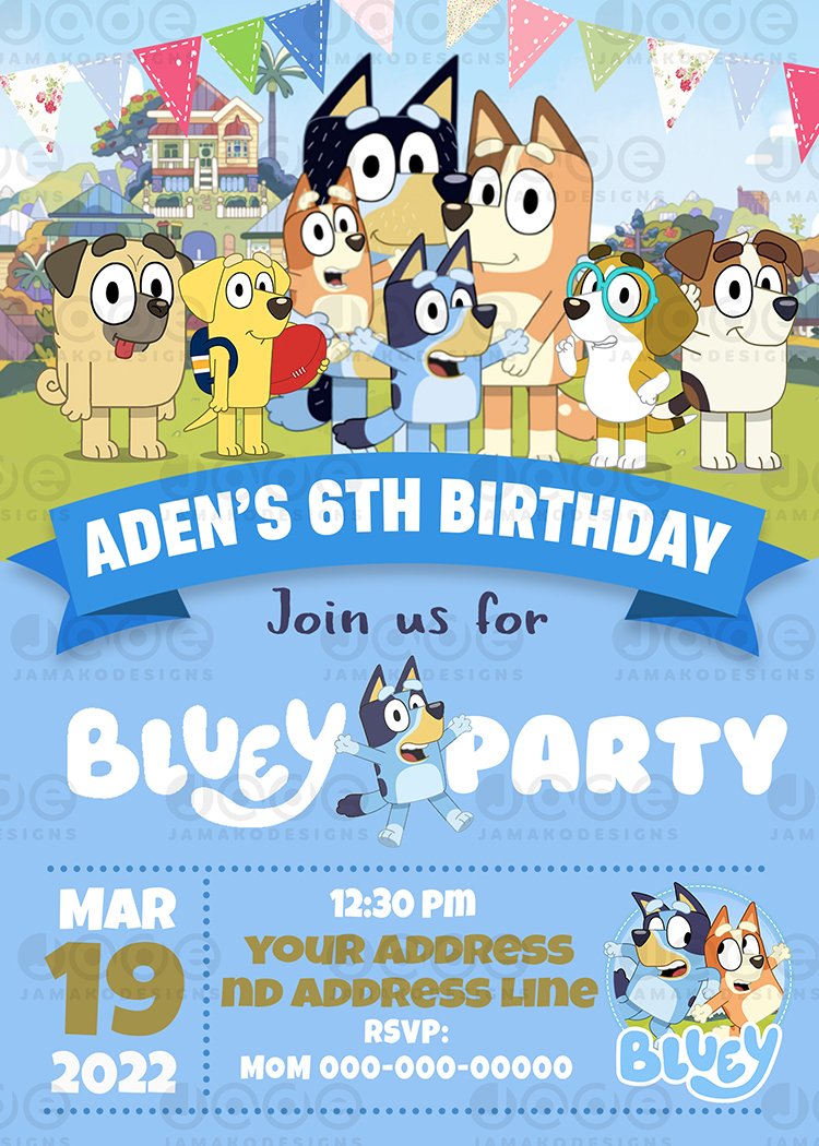 Bluey Birthday Invitation Template Free