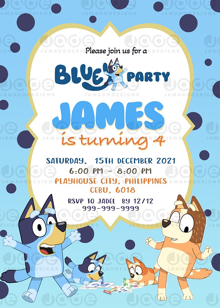 Invitations Invitations Announcements Bluey Birthday Digital Invitation Paper Avocacampground