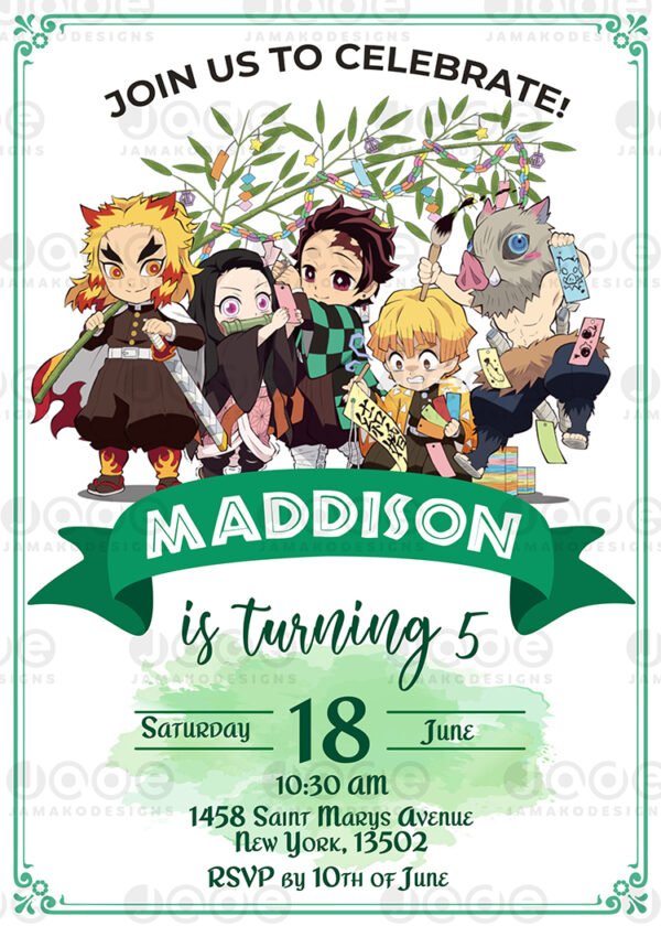 Demon Slayer Birthday Invitations