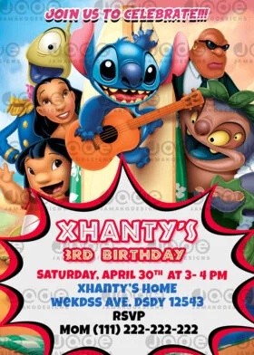 Digital Lilo and Stitch Birthday invitation template - Jamakodesigns