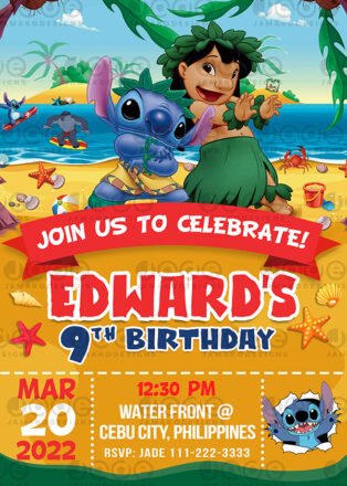 Lilo and Stitch Birthday Party Invitations - Personalised Digital Invite