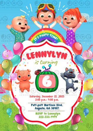 Cocomelon Digital Birthday Party Invitation 4 x 6 or 5 x 7 template ...