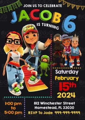 subway surfers Birthday Invitation invitation Archives - Jamakodesigns